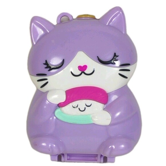 Mattel Other - Mattel Polly Pocket Purple Cat Sushi Shop Compact Japanese Theme Mini Doll Toy